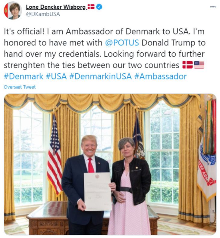 Siden april 2019 har Lone Dencker Wisborg været Danmarks officielle repræsentant i USA. 