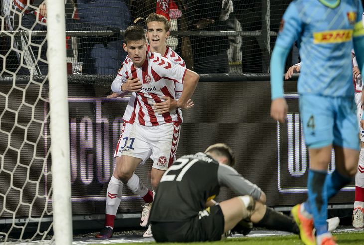 Joakim Mæhle scorede sit første og eneste mål for AaB i hjemmekampen mod FC Nordsjælland. Foto: René Schütze