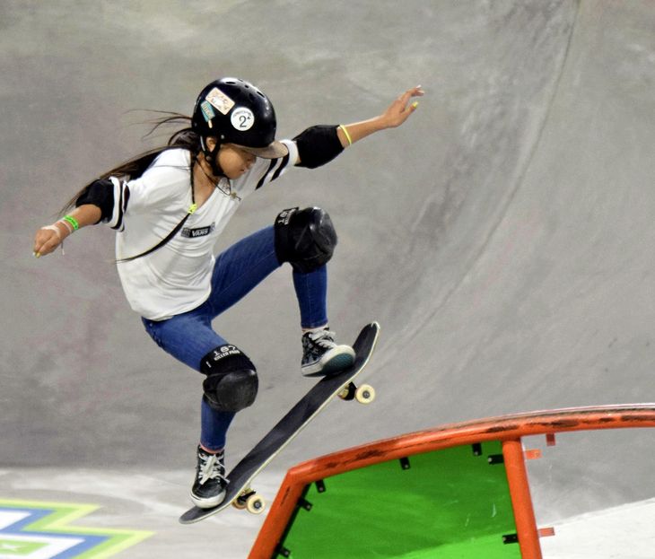 Cocona Hiraki fra Japan er 12 år ved OL. Foto: Tsukasa Sano/Ritzau Scanpix