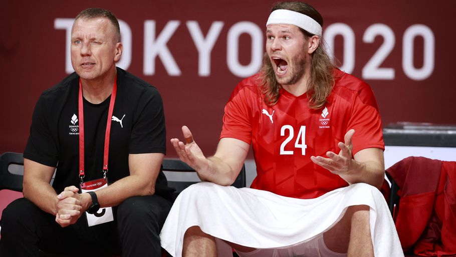 Danmarks Assistenttræner Henrik Kronborg og Mikkel Hansen. Foto: Jens Dresling/Ritzau Scanpix