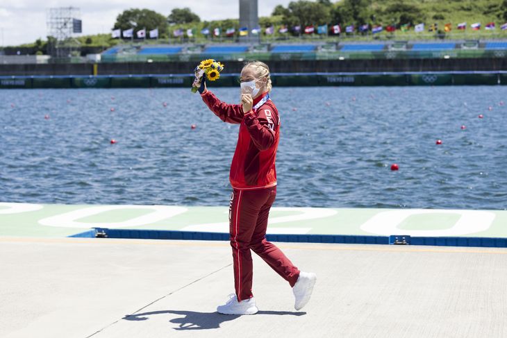 Emma Aastrand Jørgensen tog tirsdag morgen dansk tid bronze i 200 meter enerkajak. Men danskeren troede til at starte med, at hun var blevet nummer to. Foto: Gregers Tycho