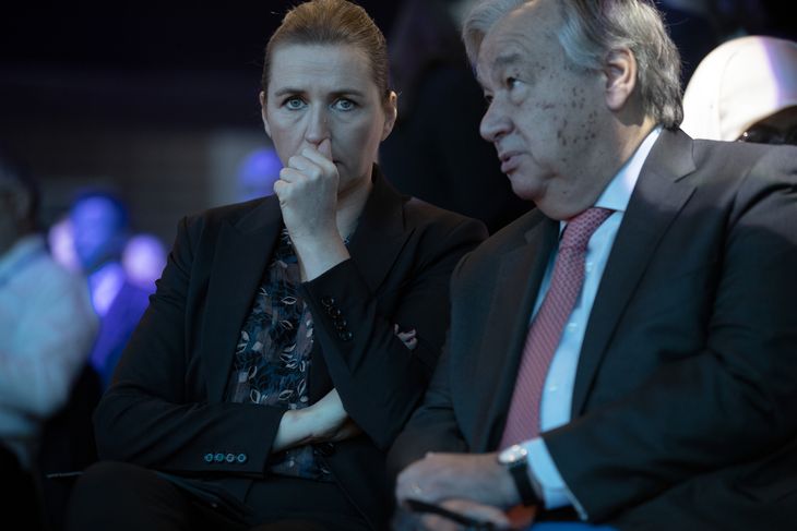 FN's generalsekretær, António Guterres, slår alarm efter en ny klimarapport. Her er han sammen med Mette Frederiksen under et topmøde. Foto: Peter Hove Olesen/Ritzau Scanpix