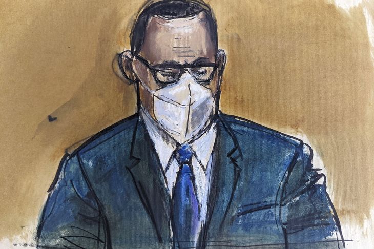 Her ses en tegning af R. Kelly fra retten. Foto: Elizabeth Williams/AP/Ritzau Scanpix/Ritzau Scanpix