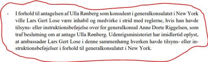 Udenrigsministeriet oplyser til Kammeradvokaten, at Ambassadør Lars Gert Lose ikke har instruktionsbeføjelser over generalkonsulen. Men det er forkert, slår ekspert fast.