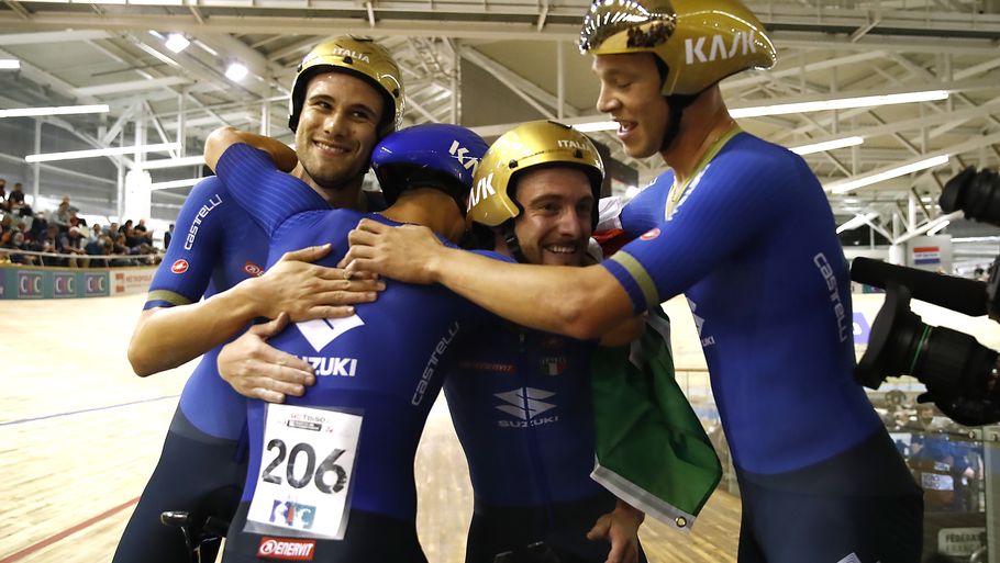 Italien vandt blandt andet 4000 meter holdforfølgelsesløb. Foto: CHRISTIAN HARTMANN/Ritzau Scanpix