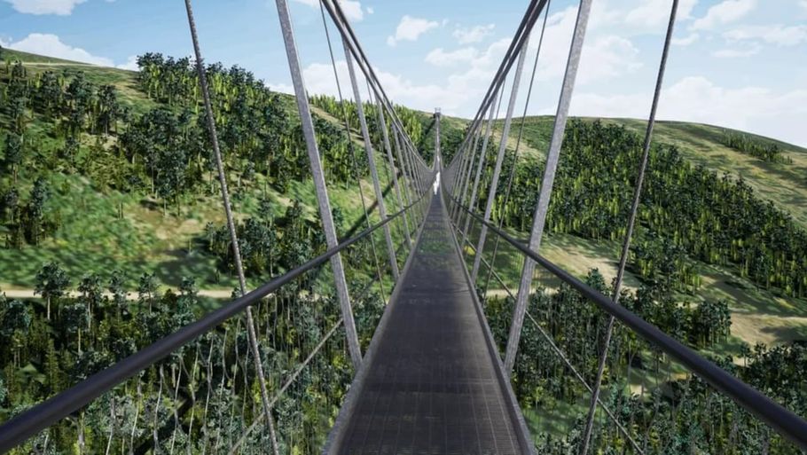 Den nye hængebro kommer til at slå den hidtidige verdensrekord med 214 meter. Pressefoto: CzechTourism Scandinavia and Finland