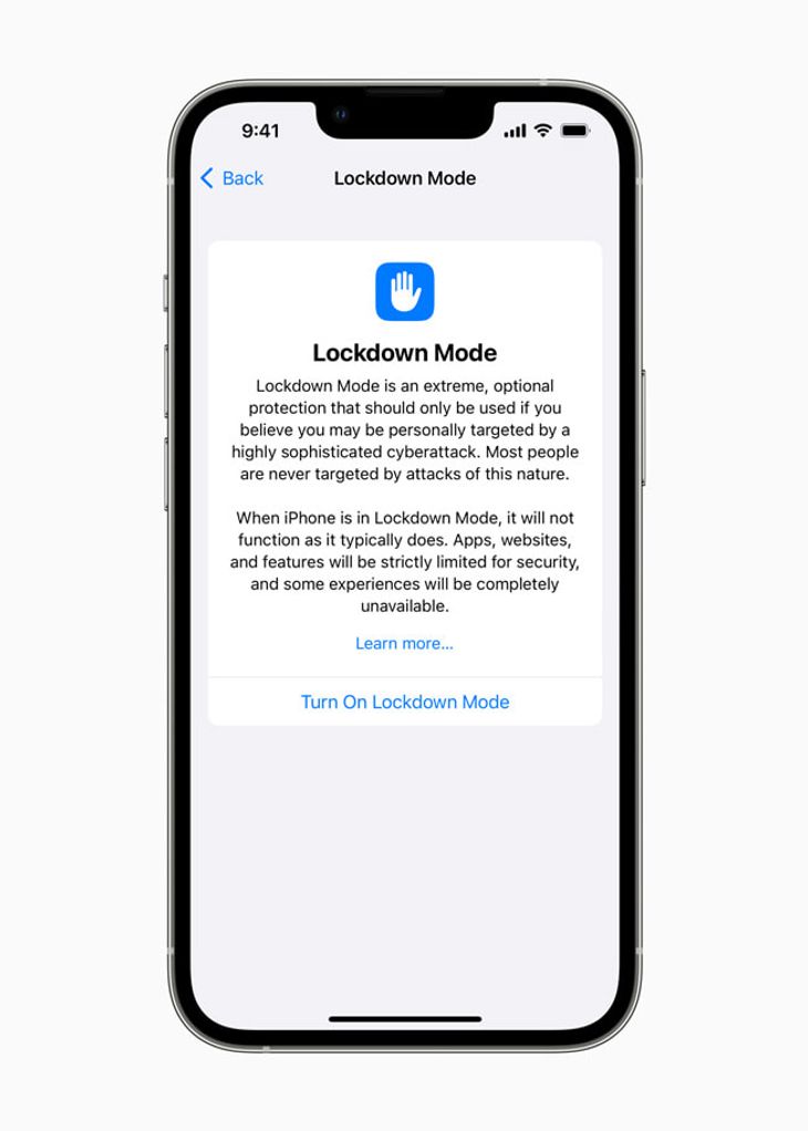 Apple vil løbende føje flere funktioner til Lockdown Mode. Foto: Apple