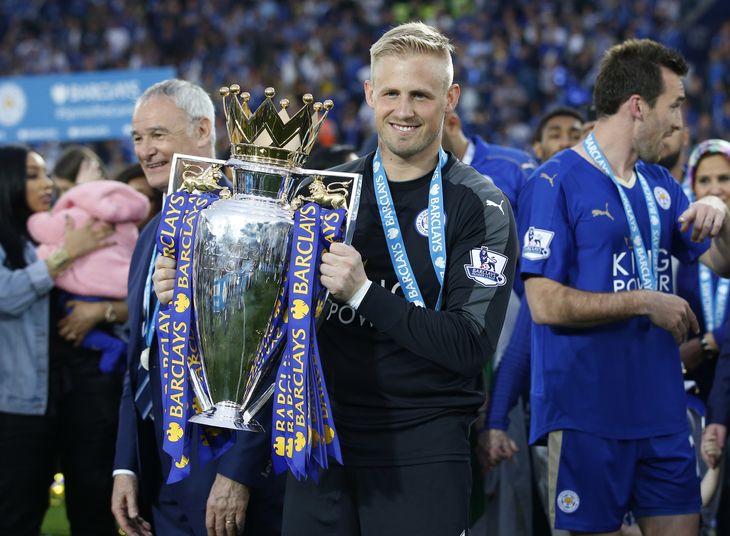 Kasper Schmeichel vandt sensationelt Premier League tilbage i 2016 med Leicester og har siden også vundet FA cuppen. Foto: Carl Recine/Ritzau Scanpix