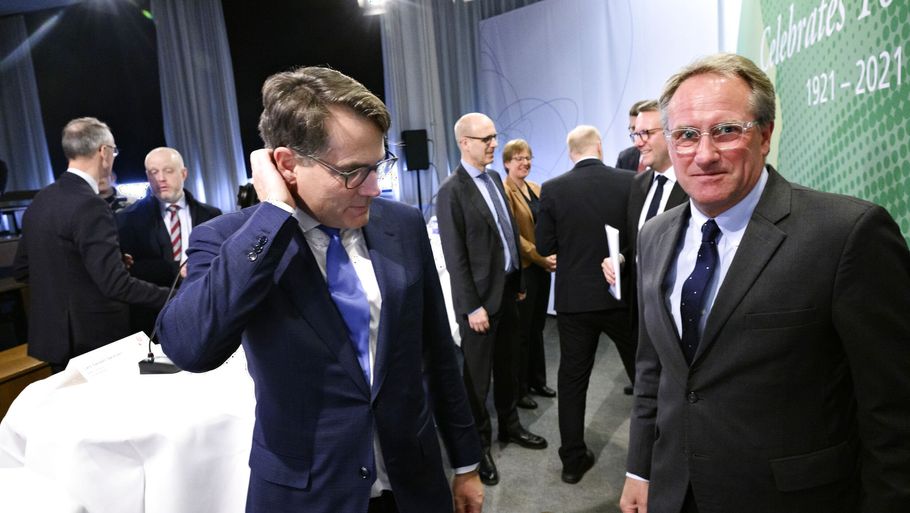 Dansk Erhverv-topchef Brian Mikkelsen (til venstre) og Dansk Industri-topchef Lars Sandahl Sørensen (til højre) har store forventninger til Danmarks nye regering. (Arkivfoto). Foto: Philip Davali/Ritzau Scanpix