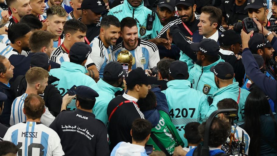 Lionel Messi og Sergio Agüero fejrede VM-triumfen sammen. Foto: MOLLY DARLINGTON/Ritzau Scanpix