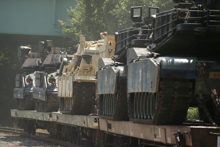 Der er muligvis amerikanske M1 Abrams-kampvogne på vej til Ukraine. Foto: Leah Millis/Ritzau Scanpix