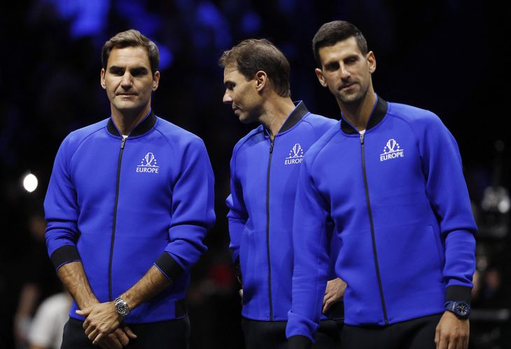 'The Big Three' var samlet til Laver Cup i september, hvor Roger Federer spillede sin sidste tenniskamp i karrieren. Foto: Andrew Boyers/Ritzau Scanpix