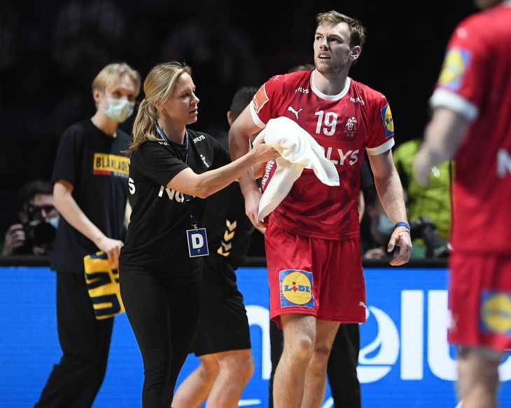 Mathias Gidsel havde også minutter i smerte undervejs i VM-finalen. Foto: Lars Poulsen