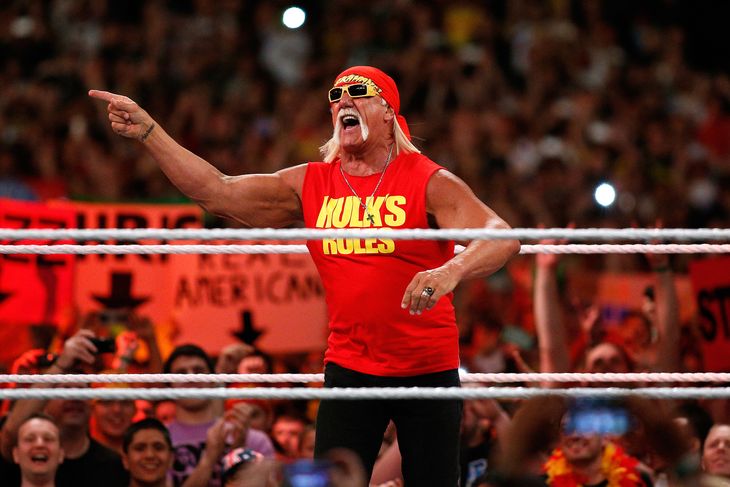 Sådan kender vi Hulk Hogan. Hans karakteristiske udseende og personlighed har været en del af wrestling-verdenen siden 70'erne. Foto: Jonathan Bachman/Ritzau Scanpix