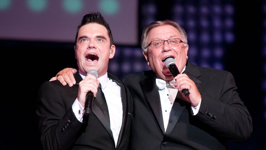 Robbie Williams og Pete Conway. Foto: Ollie Millington/Getty Images