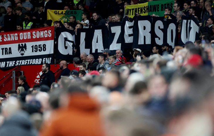 Manchester United-fans har været stærkt utilfredse med de nuværende ejere af klubben, Glazer-familien. Flere gange har fans protesteret over dem. Foto: Carl Recine/Ritzau Scanpix