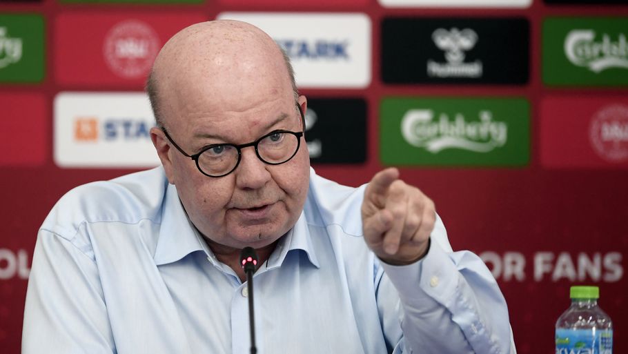Jesper Møller på et pressemøde under VM i Qatar. Foto: Lars Poulsen