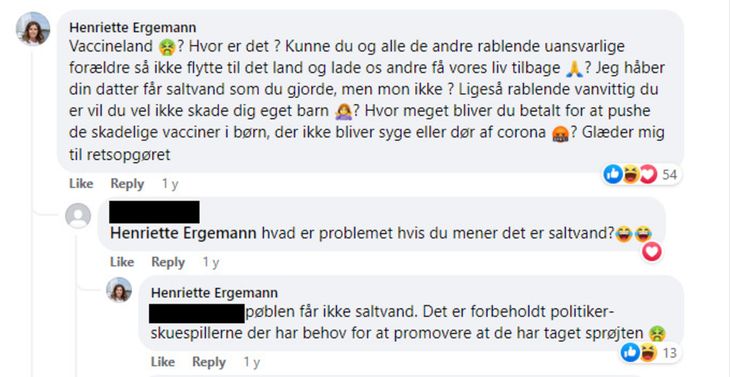Denne kommentar skrev Henriette Ergemann 19. juli 2021 som svar på et opslag fra daværende sundhedsminister Magnus Heunicke. Foto: Ekstra Bladet
