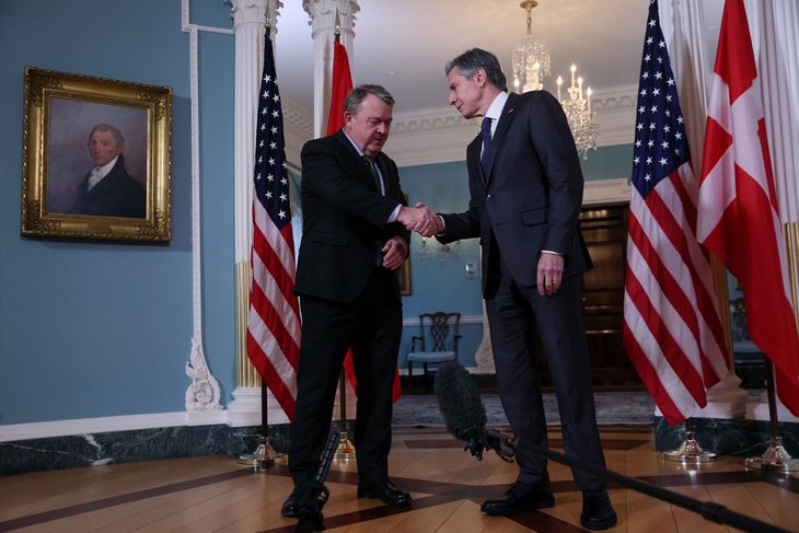 Udenrigsminister Lars Løkke Rasmussen (M) mødtes mandag med sin amerikanske pendant. Foto: Ritzau Scanpix/LEAH MILLIS