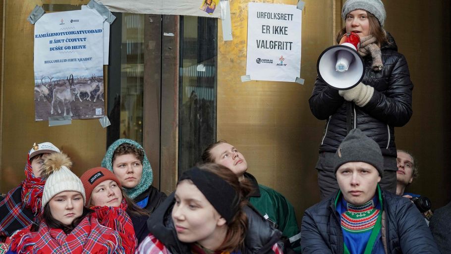 Svenske Greta Thunberg deltog mandag i en demonstration foran det norske olie- og energiministerium. Foto: Ole Berg-Rusten/Ritzau Scanpix