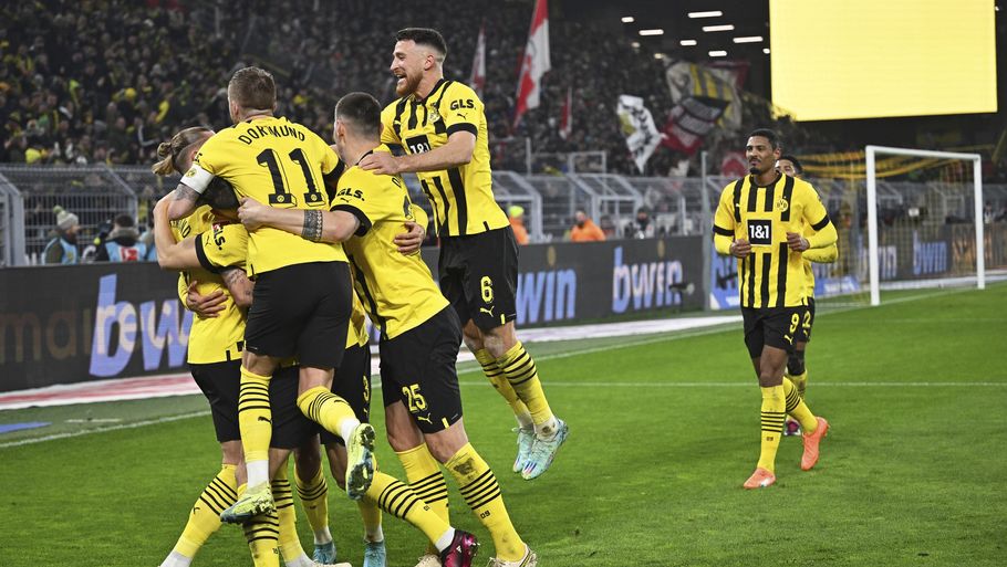 Med sit mål til 1-0 er Marco Reus nu den næstmest scorende spiller i Borussia Dortmunds historie. Foto: Bernd Thissen/Ritzau Scanpix