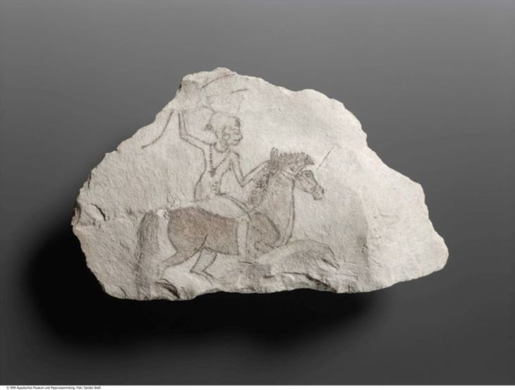 Der findes ikke kunst eller lignende, der vidner om, at Yamnaya-folket red på heste. Forskere har i stedet fundet beviser i de jordiske rester fra individer. Motivet på billedet er egyptisk og er blevet malet cirka 1.500 år efter, at Yamnaya-kulturen ophørte med at eksistere. (Billede: S. Steiss, Berlin)