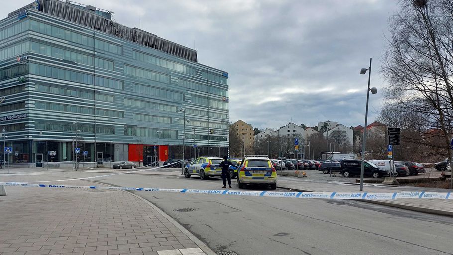 Politiet afspærrede Friends Arena, da manden blev pågrebet. Foto: Elvira Knudsen/TT/Ritzau Scanpix