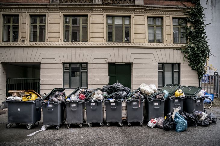 Skraldemændene i København, Dragør og Tårnby nedlagde arbejdet i mandags. Foto: Mads Claus Rasmussen/Ritzau Scanpix