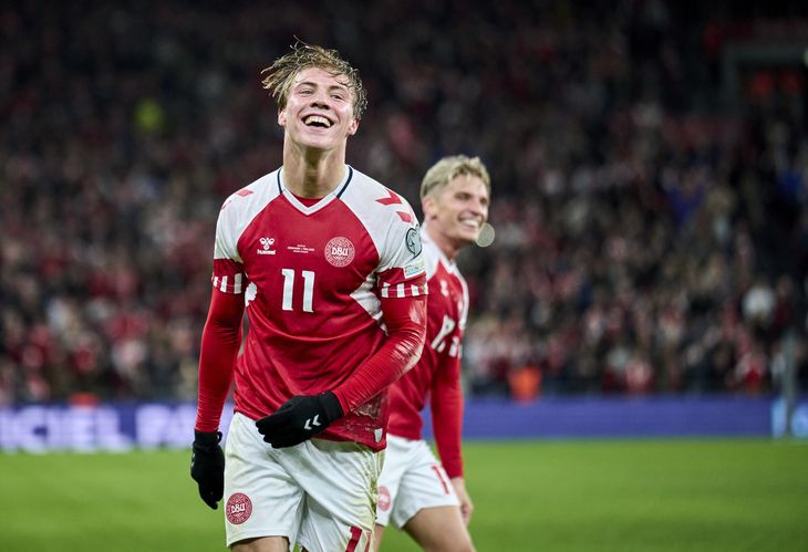 Rasmus Højlund scorede alle tre mål i 3-1-sejren over Finland, da Danmark åbnede EM-kvalifikationen i Parken. Foto: Claus Bonnerup