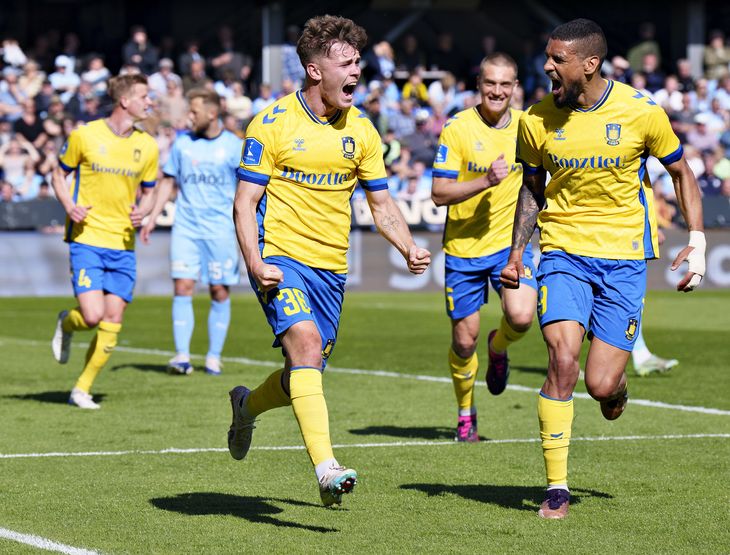 Mathias Kvistgaarden scorede to og lagde op til Brøndbys tredje mål. Foto: Henning Bagger/Ritzau Scanpix.