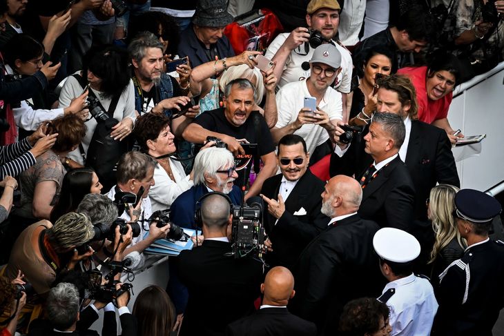 Der var rift om Johnny Depp, da han tirsdag indtog Cannes filmefestival. Foto: PATRICIA DE MELO MOREIRA/Ritzau Scanpix